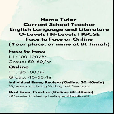 Image Experienced NIE-Trained English & Literature Tutor