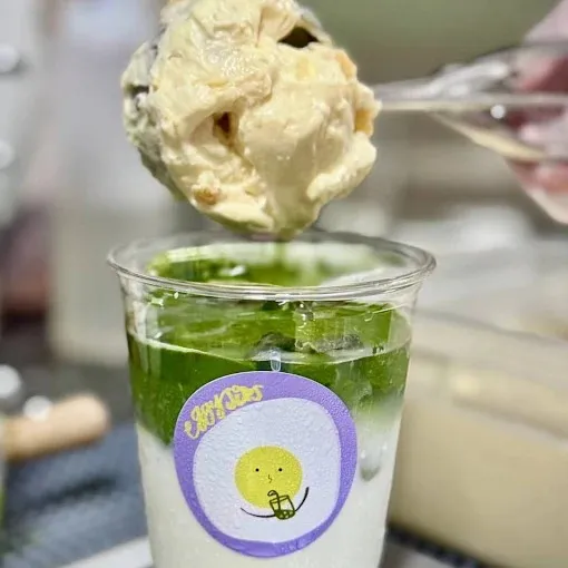 Image creative and affordable matcha drinks and desserts.